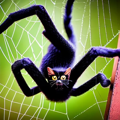 Prompt: a spider - cat - hybrid, animal photography