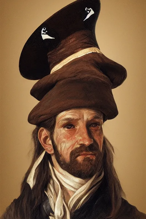 Image similar to portrait, headshot, digital art, 3d, of an old rich 17th century sailor, in tricorn hat, realistic, hyperdetailed, chiaroscuro, concept art, art by Franz Hals