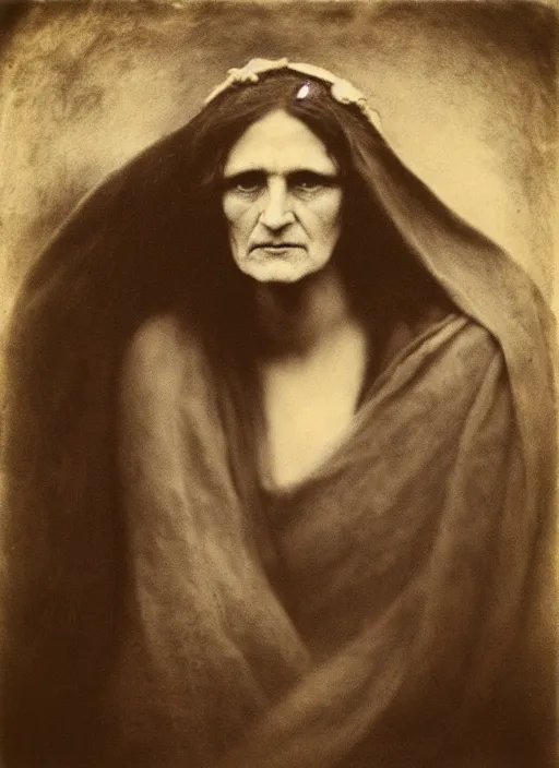 Image similar to beautiful witch circe, art by julia margaret cameron