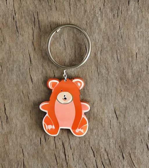 Prompt: keychain of a bear and a salmon