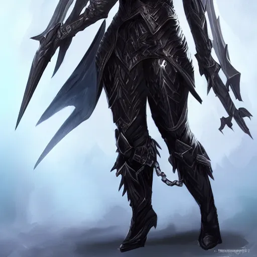 Image similar to dark elf with long black hair wearing intricate armor, digital art, artstation, smooth, sharp focus, highly detailed