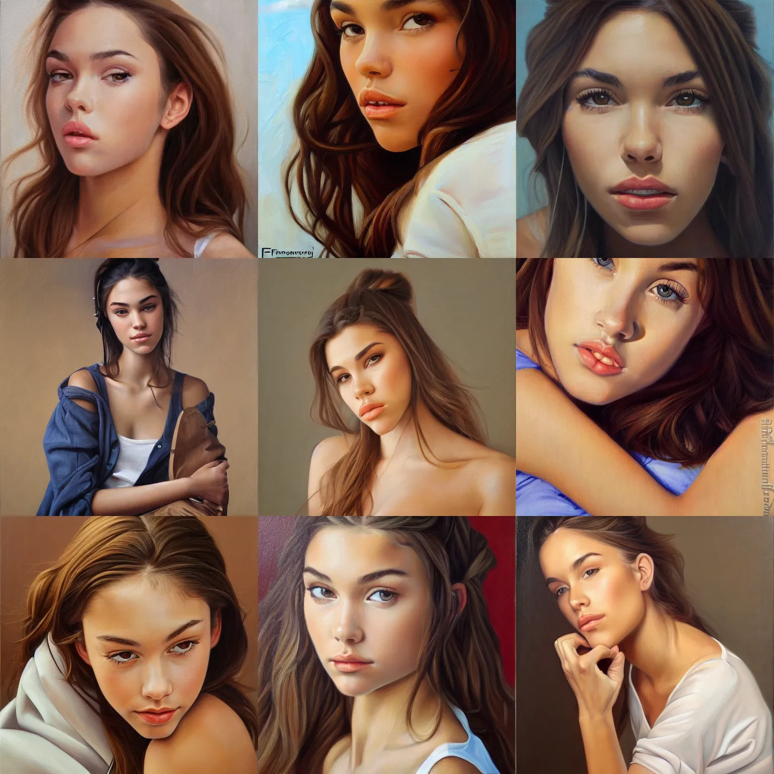 Prompt: painting of madison beer by francine van hove trending on artstation