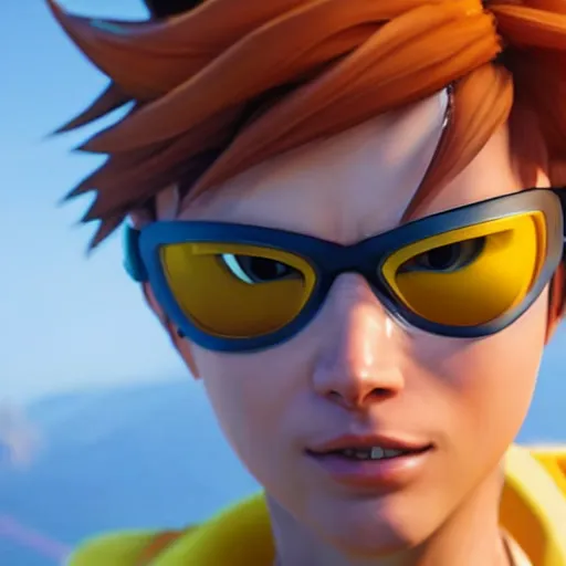 Image similar to realistic still of tracer, amazing details 8 k beautiful