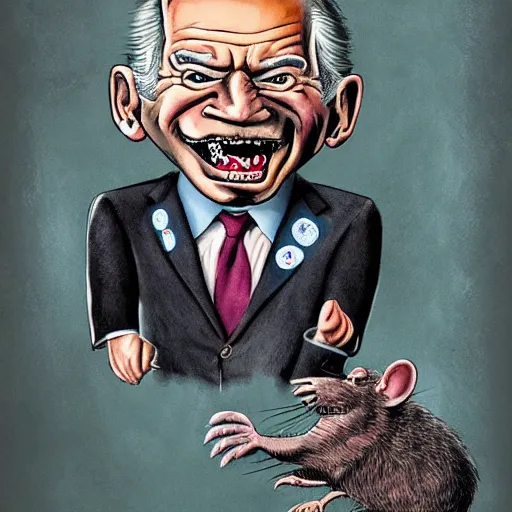 Prompt: freaky portrait of Joe Biden as Rat Fink by Ed 'Big Daddy' Roth