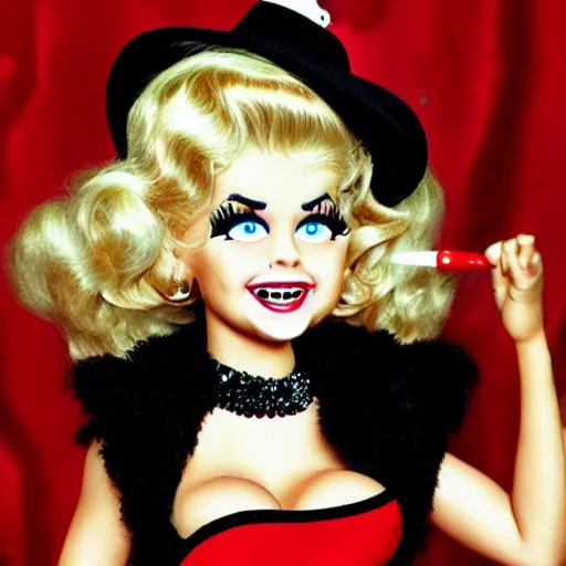 Prompt: Anna Nicole Smith as Betty Boop, she is dancing, she is wearing a black dress