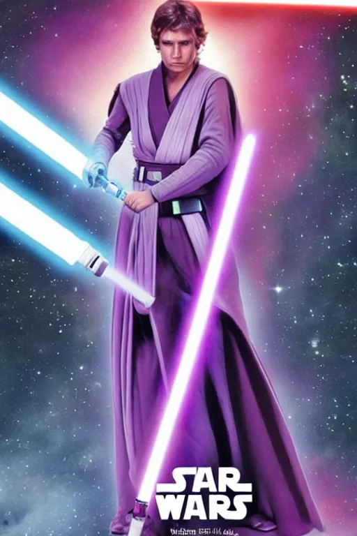 Image similar to Star Wars a new Jedi purple light saber,movie poster