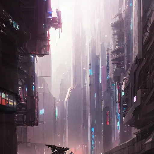 Image similar to entrance to a cyberpunk city, megastructures, complimentary contrast, dramatic lighting, gorgeous view, depth, painted by stanley lau, painted by greg rutkowski, painted by stanley artgerm, digital art, trending on artstation