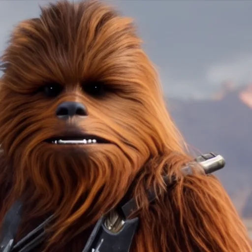 Prompt: Film still of Chewbacca, from Red Dead Redemption 2 (2018 video game)