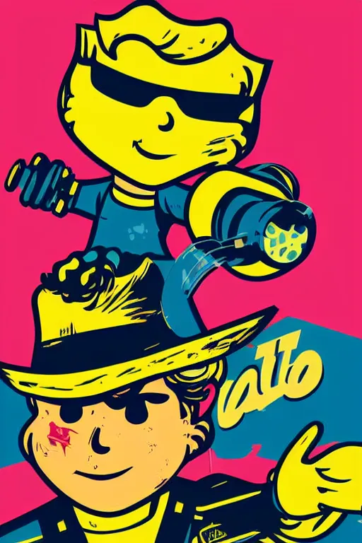 Image similar to fallout 7 6 retro futurist illustration art by butcher billy, sticker, colorful, illustration, highly detailed, simple, smooth and clean vector curves, no jagged lines, vector art, smooth andy warhol style