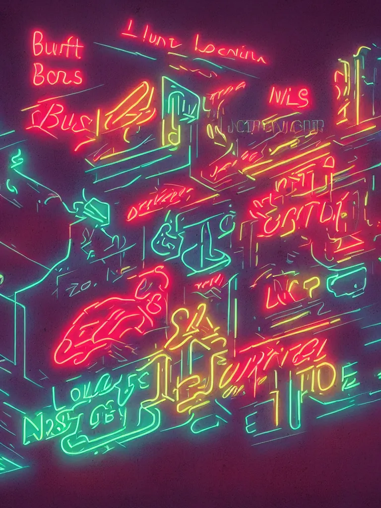 Prompt: neon word signs by disney concept artists, blunt borders, rule of thirds