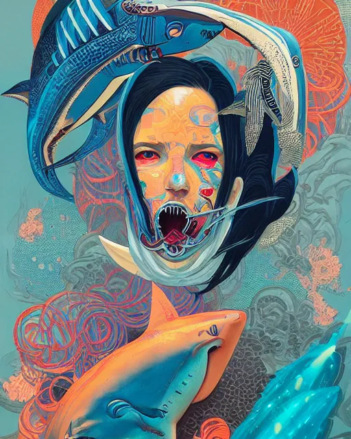 Prompt: Tristan Eaton, victo ngai, peter mohrbacher, artgerm portrait of a shark