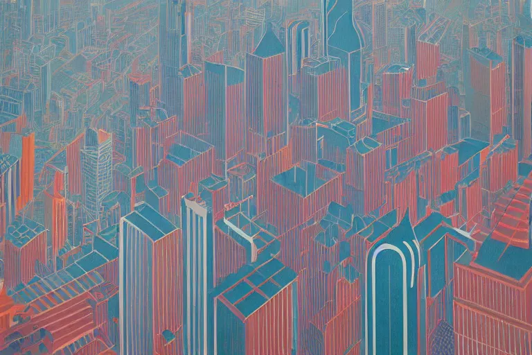 Prompt: the city skyline of shanghai by tomma abts.