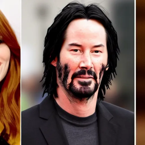 Prompt: a person who looks like emma stone and keanu reeves