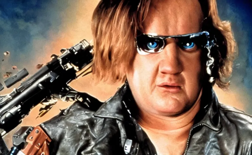 Image similar to VFX film James Cameron's The Terminator starring Chris Farley