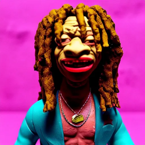 Prompt: trippie redd, made of clay, claymation