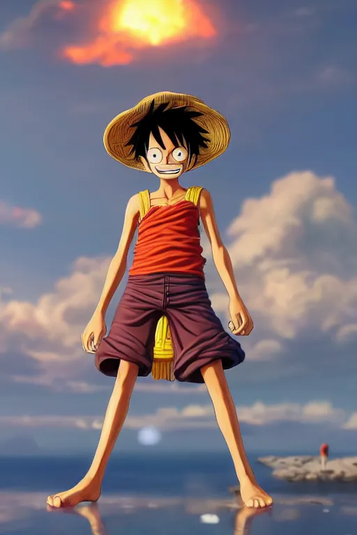 aerial photo of luffy, by shunji dodo, 8 k resolution