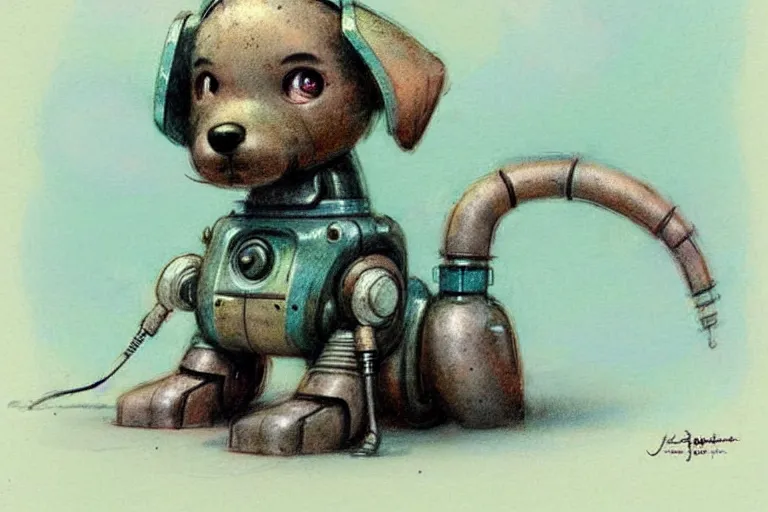 Image similar to ( ( ( ( ( 1 9 5 0 s retro future robot puppy. muted colors. ) ) ) ) ) by jean - baptiste monge!!!!!!!!!!!!!!!!!!!!!!!!!!!!!!