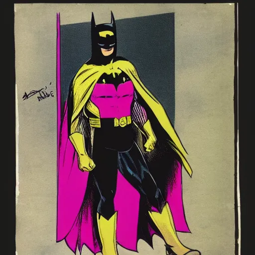 Image similar to photograph of batman wearing a pink dress