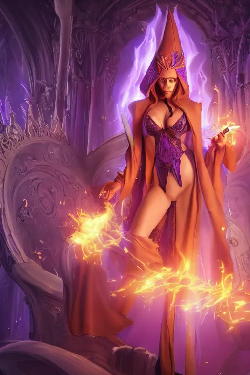 Image similar to beautiful woman in prudish purple wizards apprentice robes with pointy hat at a crowded magical university, a flaming magical red flame hummingbird pet, full body shot unreal engine hyperreallistic render 8k character masterpiece digital art, cell shader shading, raytracing, comic art, manga, trending on Artstation, CGSociety