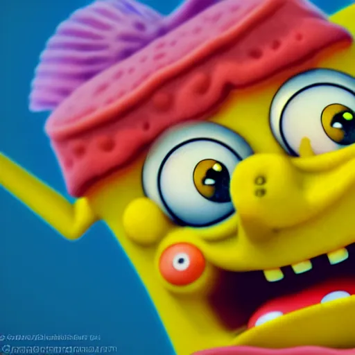 Image similar to realistic sponge bob as human face highly detailed, intricate, sharp focus, digital art, 8 k