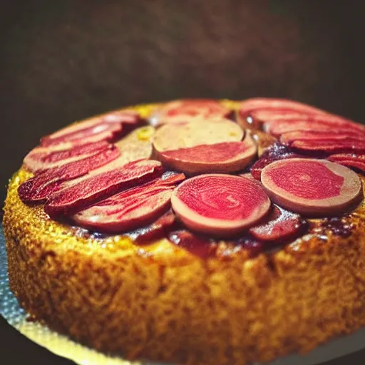 Image similar to a cake made out of meat, close up digital photography, instagram award winning photo,