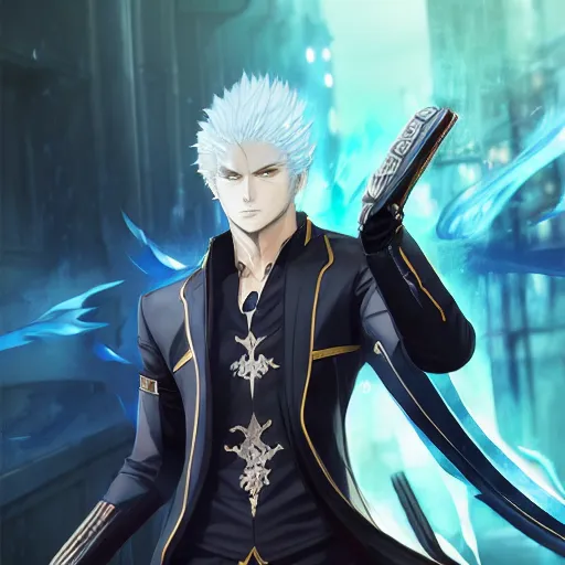 beautiful anime art of Vergil from devil may cry by, Stable Diffusion