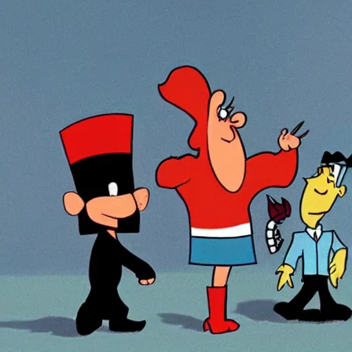 Image similar to Screen capture from the live-action Rocky & Bullwinkle Musical