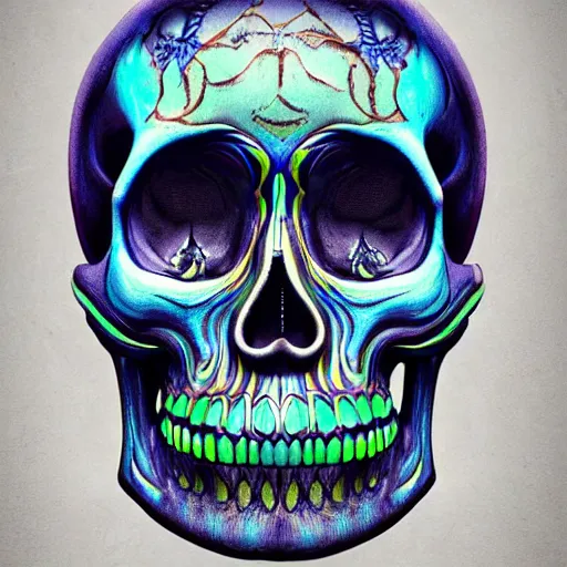 Prompt: intricate five star blueberry theme skull portrait by pablo picasso, oil on canvas, hdr, high detail, photo realistic, hyperrealism, matte finish, high contrast, 3 d depth, centered, masterpiece, vivid and vibrant colors, enhanced light effect, enhanced eye detail, artstationhd