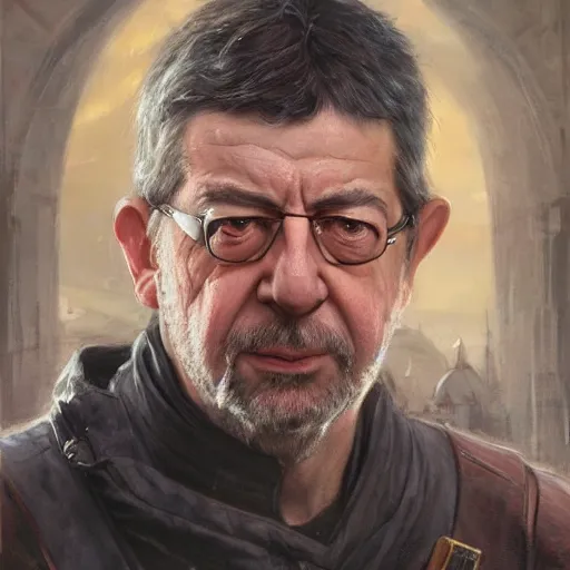 Prompt: jean - luc melenchon as a realistic fantasy d & d character, closeup portrait art by donato giancola and greg rutkowski, realistic face, digital art, trending on artstation