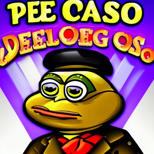 Image similar to pepe casino dealer, gambling, casino, detailed