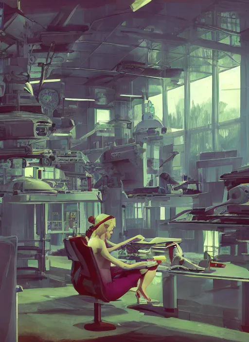 Prompt: gorgeous soviet girl scientist making research at futuristic soviet scientific lab in amazonian jungle tree tops communist agitprop by ross tran, thierry doizon, craig mullins, ilya kuvshinov, artgerm, edward hopper, dan mumford, wlop, rutkovsky, carl spitzweg, moebius, unreal engine 5, lumen, nanite