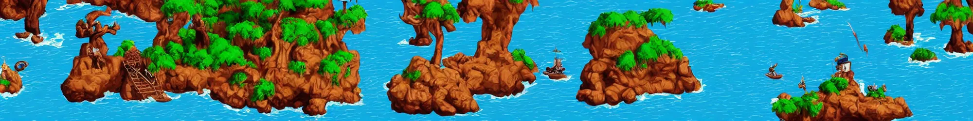 Image similar to landscape of pirate of the monkey island advanture game