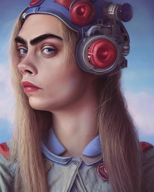 Prompt: closeup face profile portrait of cara delevingne as a soviet chernobyl space toy, bikini, depth of field, zeiss lens, detailed and intricate environment, fashion photoshoot by nicoletta ceccoli, mark ryden, lostfish, breathtaking, 8 k resolution, artistic, hyperrealistic, octane render