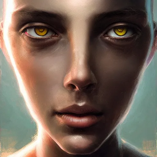 Image similar to a magical robot head, artificial intelligence, highly detailed, digital painting, smooth, sharp, beautiful face, expressive eyes, art by greg rutkowski and alex gray