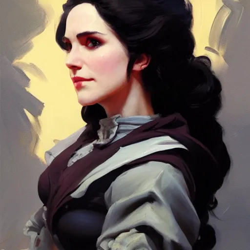 Prompt: Greg Manchess portrait painting of Yennefer of Vengerberg as Overwatch character, medium shot, asymmetrical, profile picture, Organic Painting, sunny day, Matte Painting, bold shapes, hard edges, street art, trending on artstation, by Huang Guangjian and Gil Elvgren and Sachin Teng