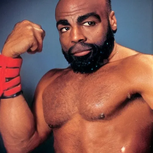 Image similar to a photograph of joe rogan as mr. t