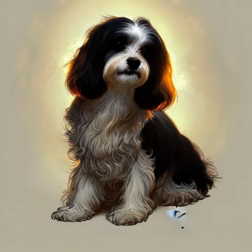 Image similar to beautiful detailed picture of a havanese, radiant light, art nouveau, intricate, elegant, highly detailed, my rendition, digital painting, artstation, concept art, smooth, sharp focus, illustration, art by artgerm and greg rutkowski and alphonse mucha