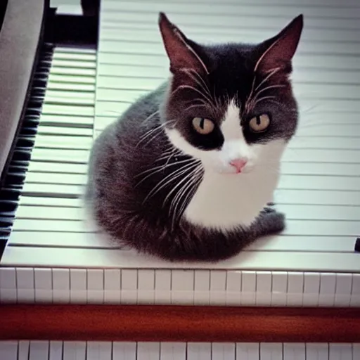 Image similar to “ cat sitting on piano ”