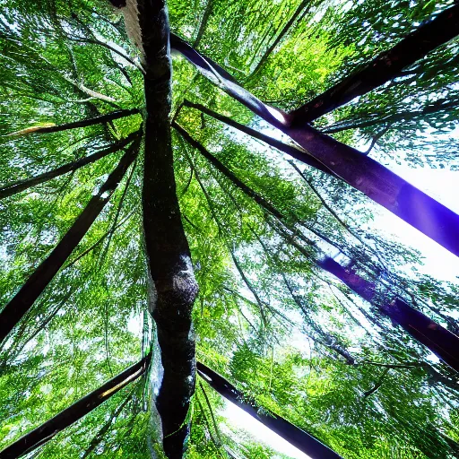 Prompt: Photo of trees standing under a transparent roof, hyper realistic, cinematic, 8k, hyper detailed.