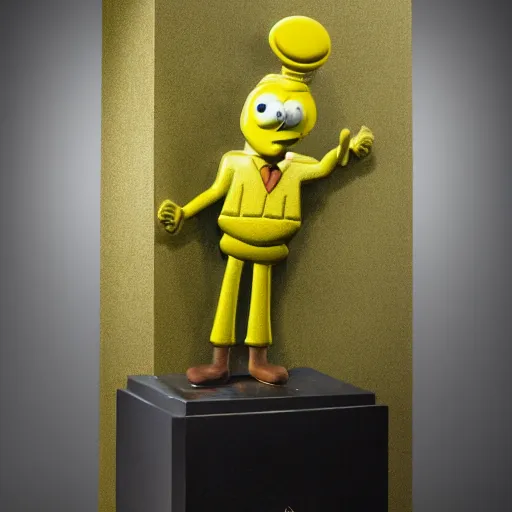 Prompt: a bronze statue of Spongebob Squarepants, studio lighting