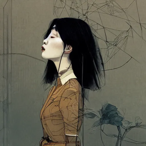 Prompt: Lee Jin-Eun by Jakub Rebelka, rule of thirds, seductive look, beautiful