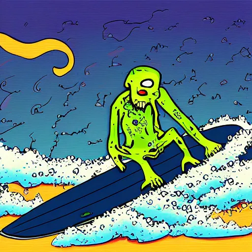 Image similar to Surfing Zombie, Digital Art