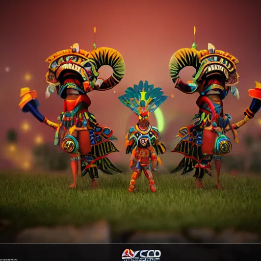 Image similar to 3 d toy aztec gods as funco toy, octane 8 k render, studio lighting, artstation