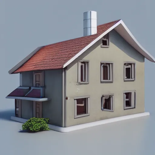 Image similar to 3 d render, minimalistic, octane, cute chubby house