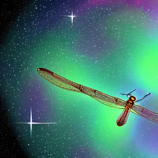 Prompt: a beautiful cosmic dragonfly, dreamy, 4K