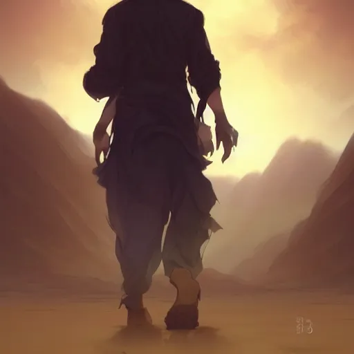 Image similar to a man with stylish white hair,an unusual beard and yellow eyes walking in a desert,character design by charlie bowater, ross tran, artgerm, and makoto shinkai, detailed, inked, western comic book art, 2021 award winning painting,digital art,art by greg rutkowski,photorealistic,highly detailed,hyperdetailed,hyperrealistoc,detailed face,surreal,fantasy,real life