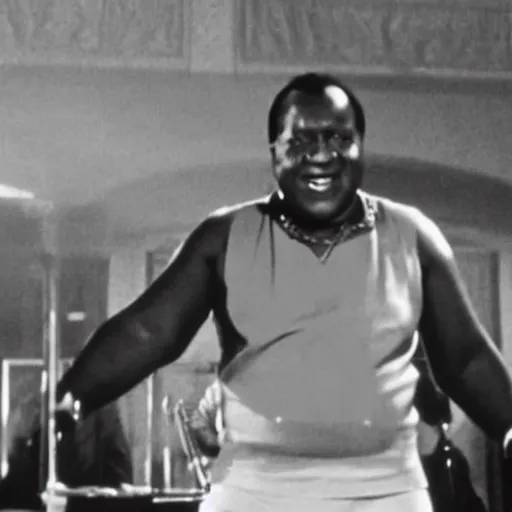 Image similar to A movie still of Idi Amin dancing in Satuday Night Fever