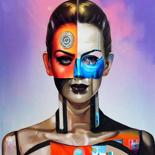 Image similar to portrait of female android, by sandra chevrier