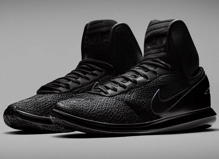 Image similar to product still of Darth Vader signature Nikes, 85mm f1.8