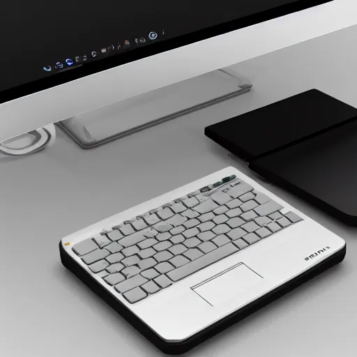 Prompt: 1 9 8 5 sony laptop concept, 3 d concept render, global illumination, studio lighting, cgsociety